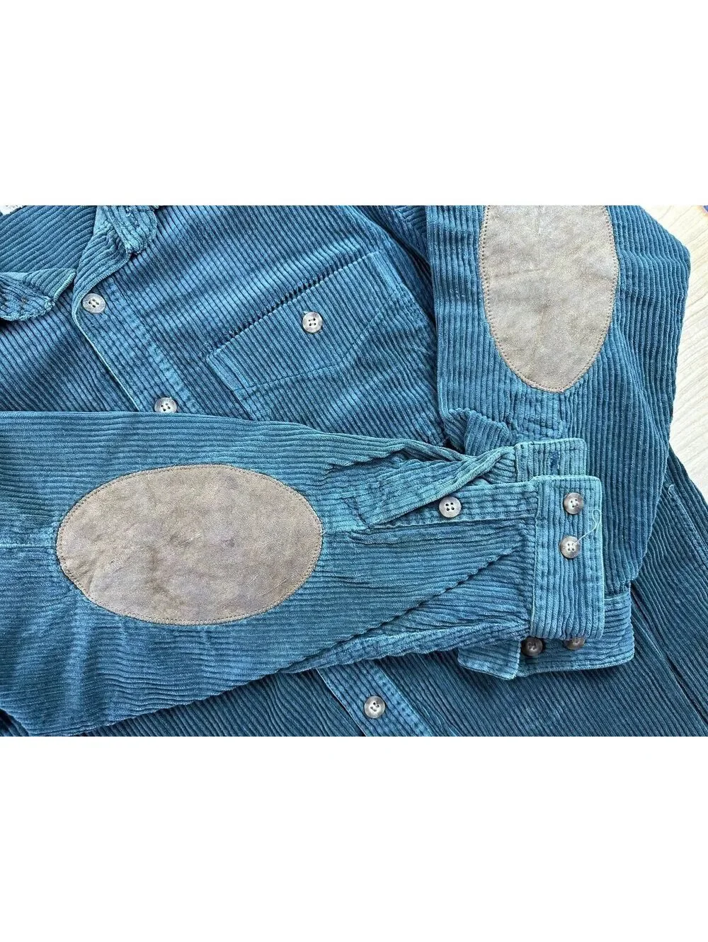 Vintage 80s Banana Republic wale corduroy button up shirt thick elbow patches